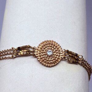 Satellite Beaded Rhinestone Round Disc Multi-Strand Chain Bangle Bracelet